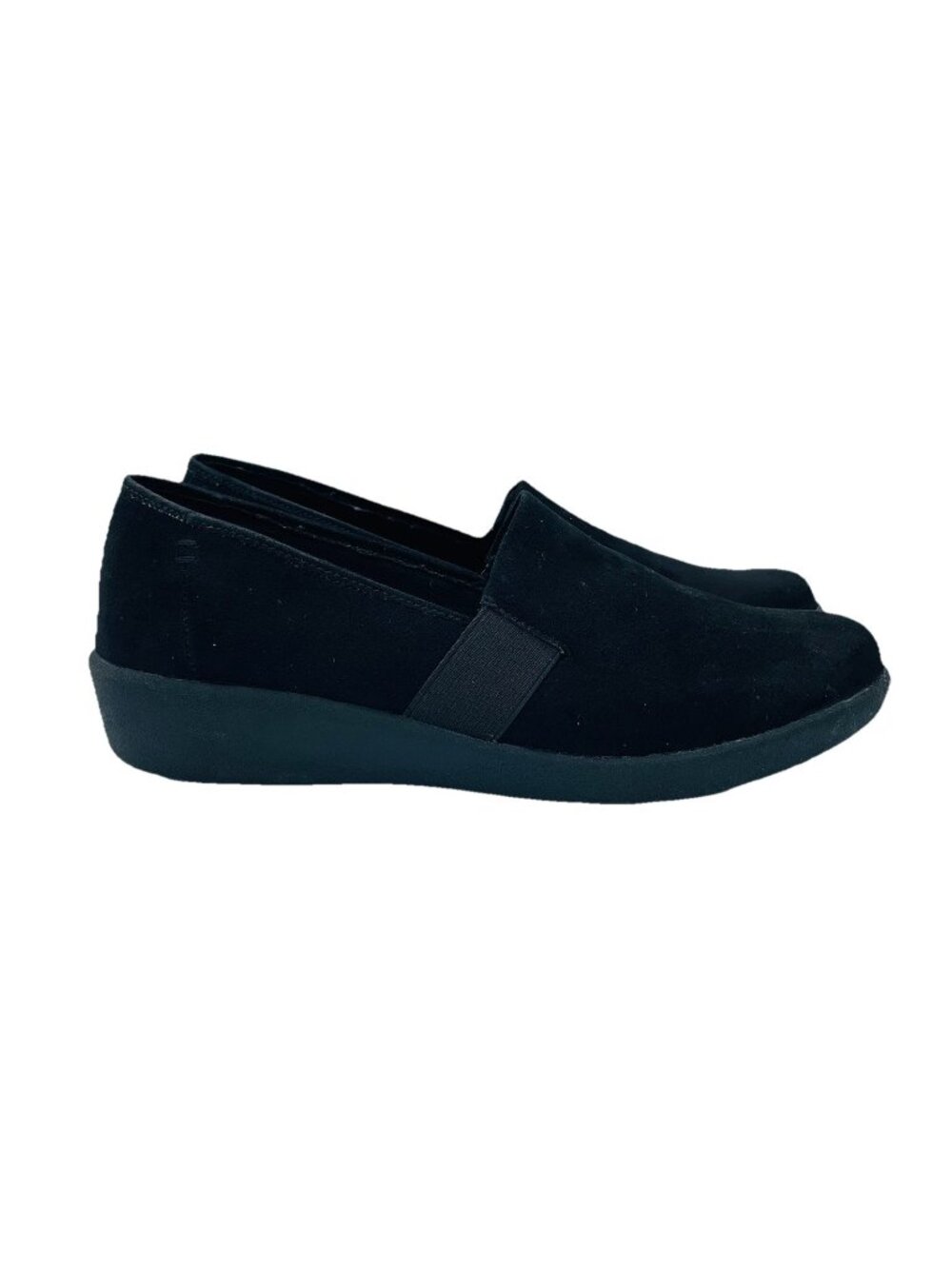St Johns Bay Shoes Womens Size 10 Wide Black Pemba Faux Suede Slip On Loafers